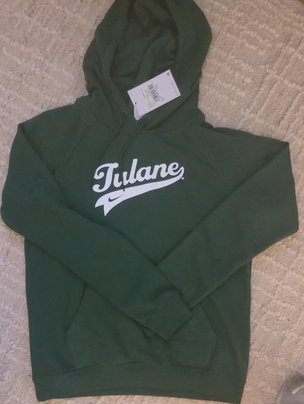 NWT Nike Tulane University Varsity Fleece Pullover Hoodie Green S